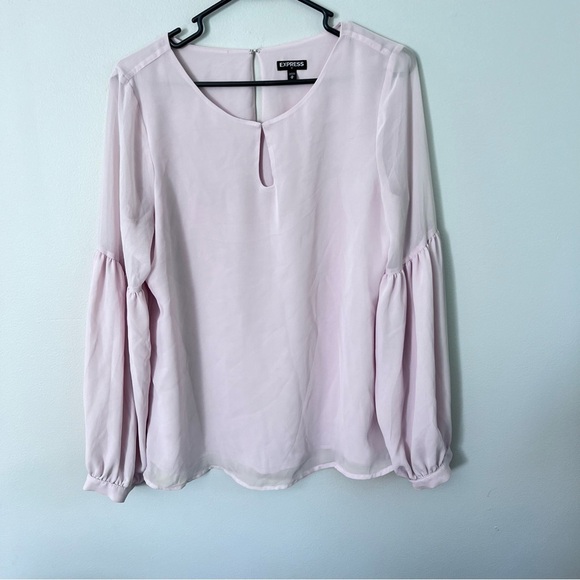 Express blush pink balloon sleeve blouse size medium - Picture 1 of 8